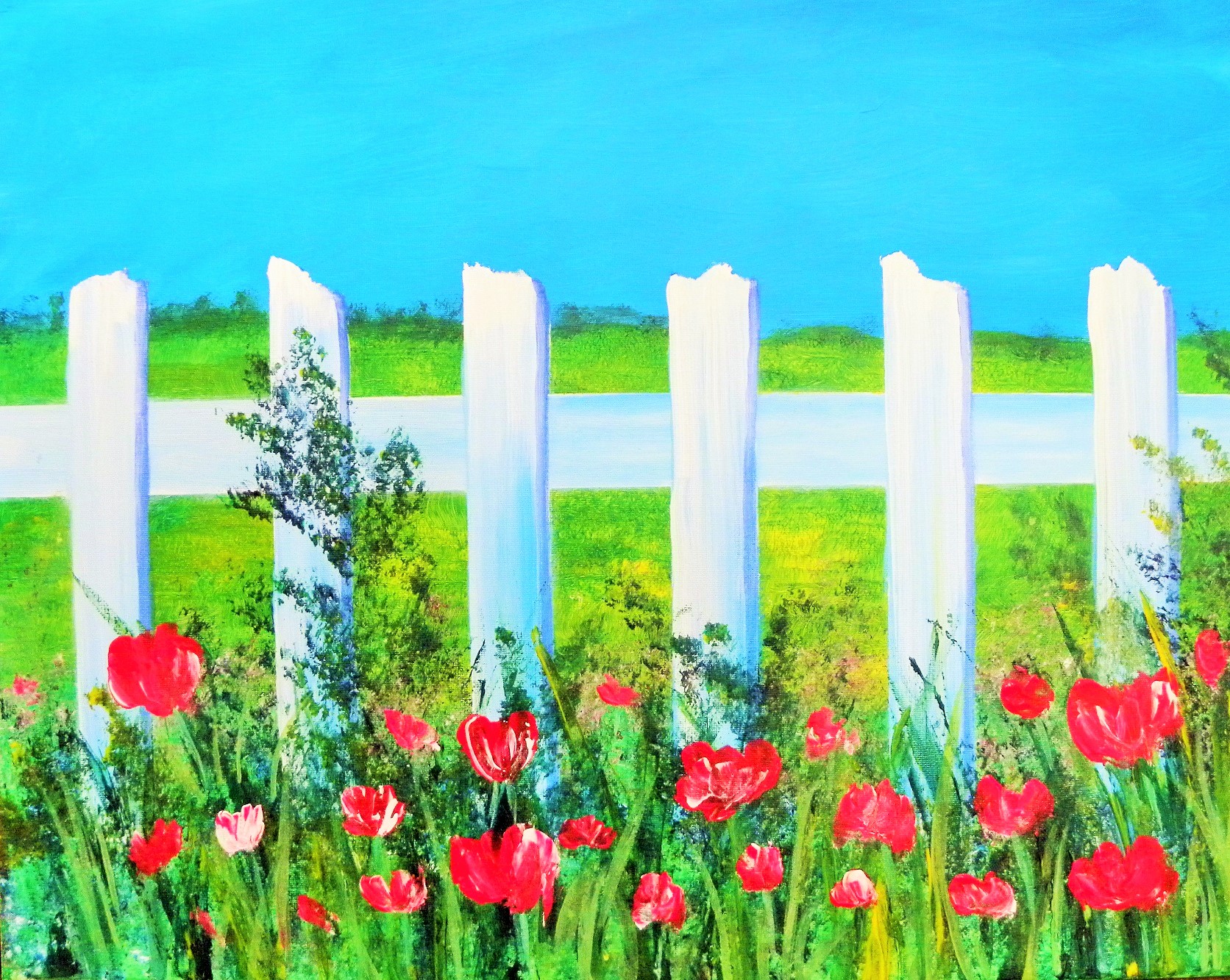 Blue Skies and Fences Paint Night Art Fun www.artfun.ca