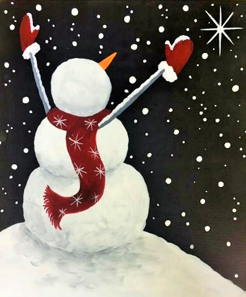I See Snow Snowman Paint Night Sandra Mac Donald