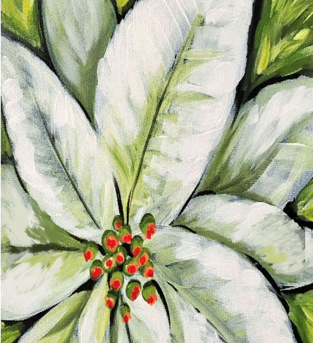 White Poinsetta Paint Night Party Nite Christmas www.artfun.ca